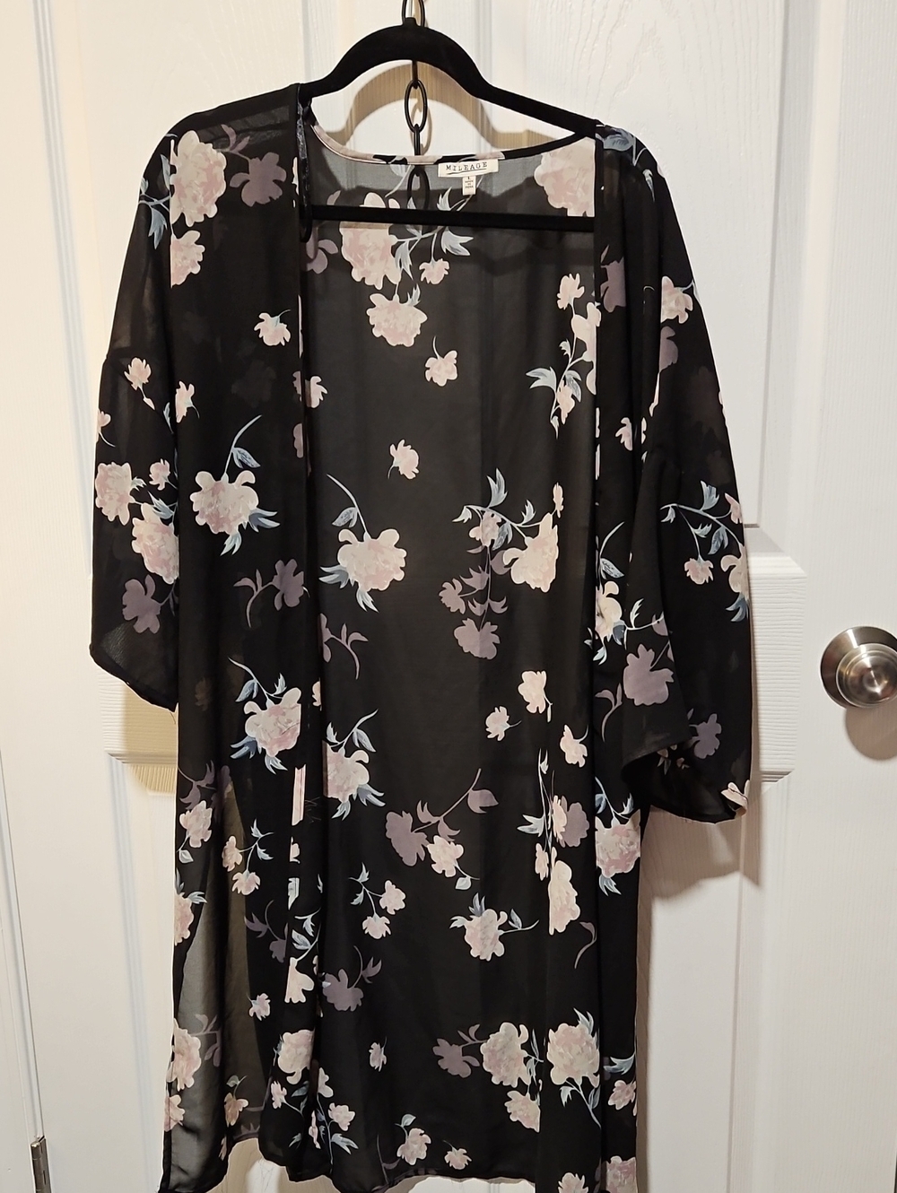 Mossimo Black Floral Sheer Kimono Shrug